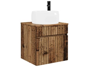 Meuble de lavabo mural, rangement salle de bain bois ancien 49x44.5x66 cm