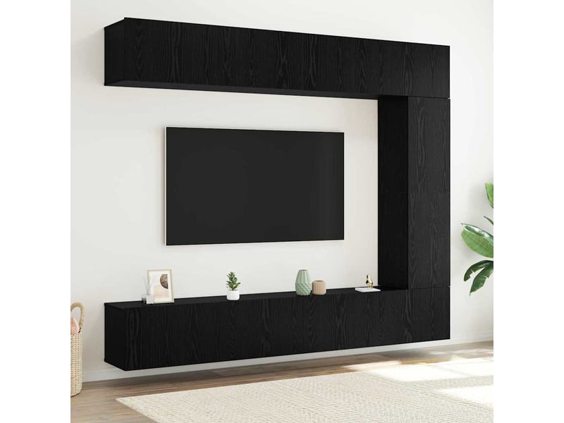  Ensemble meuble tv - banc tv - meuble de rangement 5 pcs chêne noir bois d'ingénierie  - Conforama B