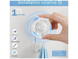 Lot de 4 crochet ventouse mural transparent,crochet mural plastique | puissant 5kg, patère porte serviette salle de bain attache