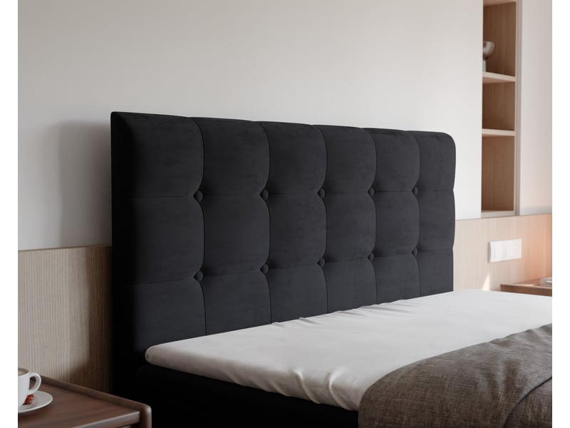 Lit coffre bailey - 140x200 cm - avec matelas et surmatelas - velours doux - noir BAILEY - Conforama D
