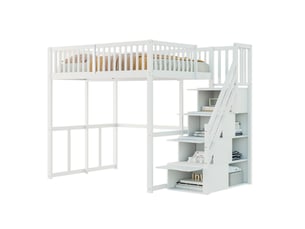 Lit mezzanine 140x200 cm <strong>HAVRYA</strong>  <strong></strong> coloris blanc