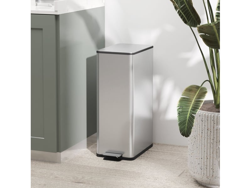  Poubelle à pédale 20 l en acier inoxydable argenté avec couvercle, seau amovible et fermeture douce  - Conforama B