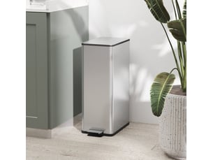 Poubelle à pédale 20 l en acier inoxydable argenté avec couvercle, seau amovible et fermeture douce