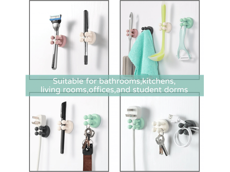 Lot de 6 porte-brosses à dents en silicone, crochet multifonction, convient pour salle de bain, cuisine et salon (rose) - Conforama C