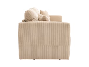 Canapé 2 places, avec fonction couchage, en tissu rembourré, coloris beige, l182 x p88 x h84 cm, pour salon, gain de place