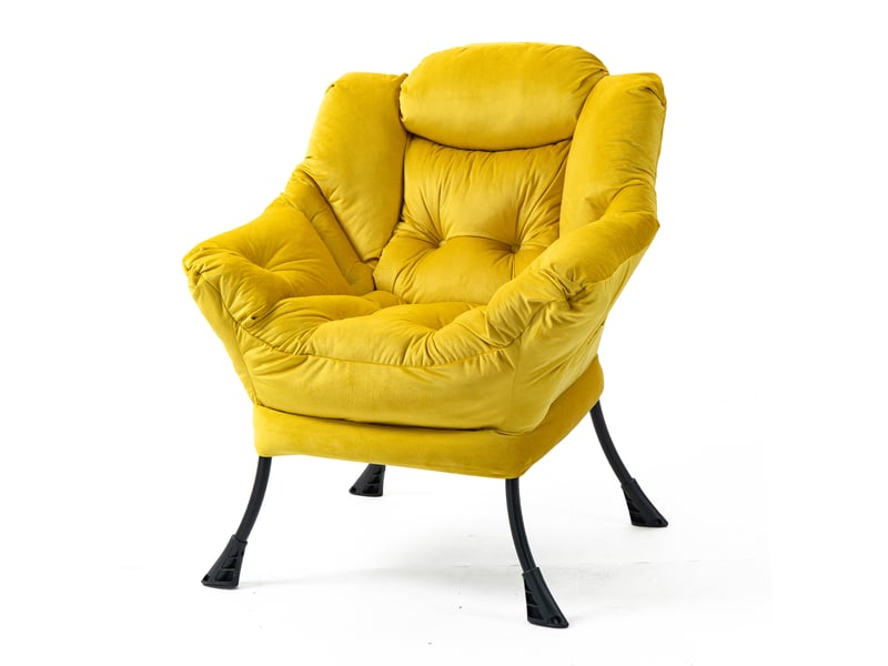  Fauteuil de détente modenvie jaune avec poche latérale structure en métal 75 x 80 x 85 cm  - Conforama A