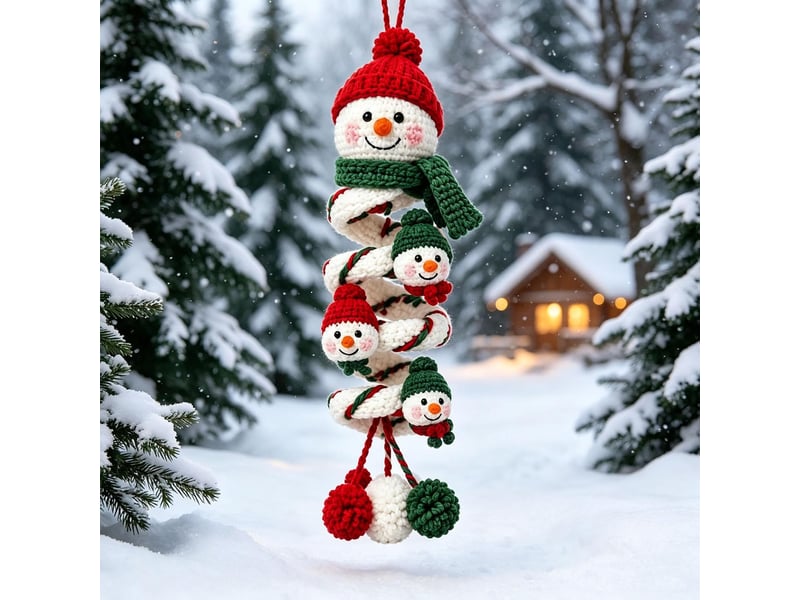  Lot de 2 kits diy crochet bonhomme de neige en spirale – pour débutants, ornements de noël à réaliser soi-même-style 12  - Conforama B