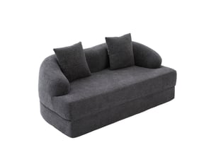 Canapé convertible 2 places 157*84*65cm en chenille gris foncé chicfurn