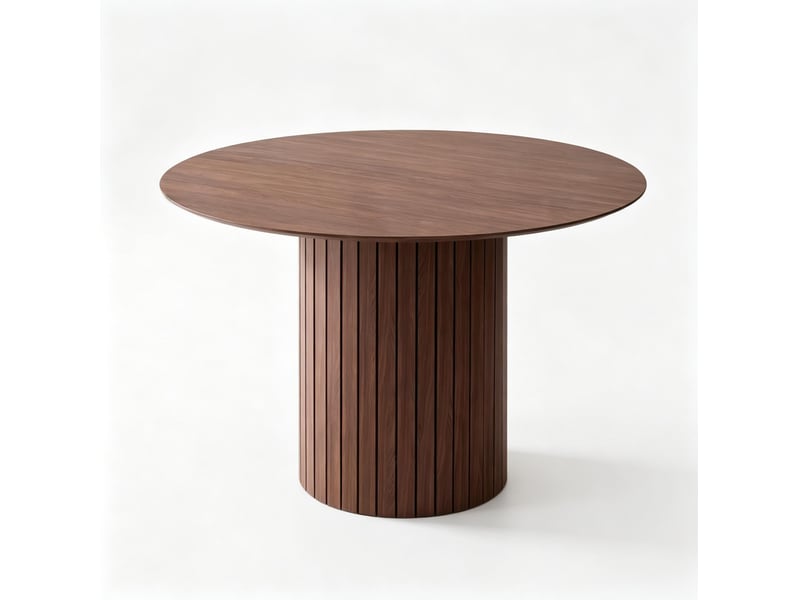 Table à manger ronde 120 x 120 cm – marron foncé – pied central cylindrique stable, pour 4 à 6 personnes - Conforama A