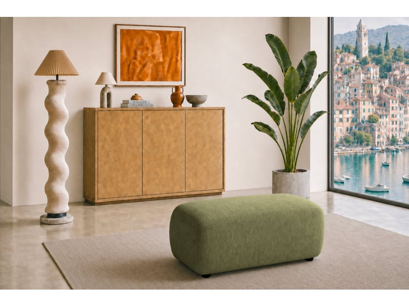  Portofino - pouf en tissu chenille vert 105x57x40  - Conforama D