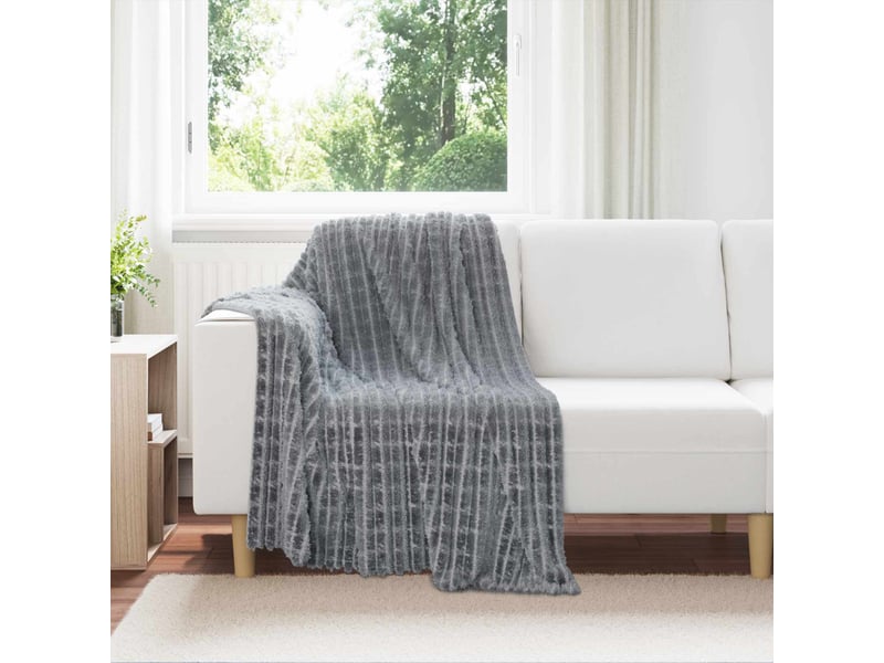  Couverture jetée de canapé gris foncé 150x130 cm 0.51 kg toison  - Conforama B