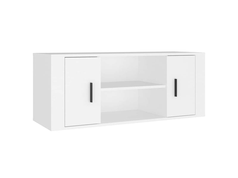  Meuble tv - banc tv - meuble de rangement blanc 100x35x40 cm bois d'ingénierie  - Conforama A