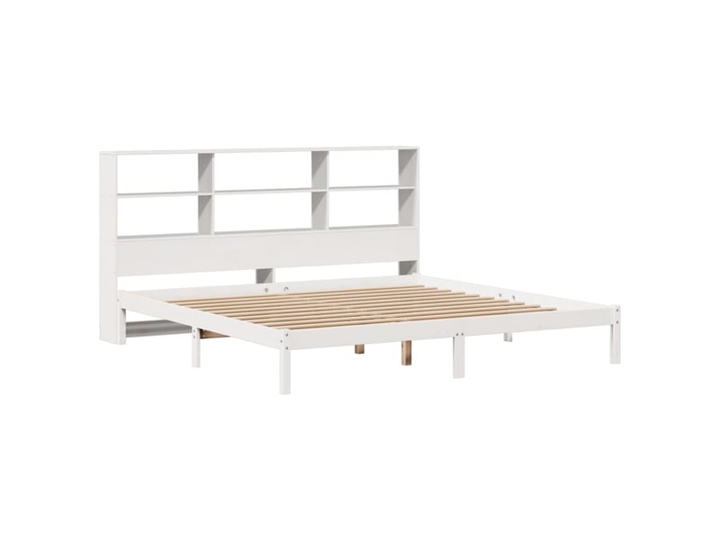 Lit double- lit adulte - lit bibliothèque sans matelas blanc 180x200 cm bois pin massif - Conforama B