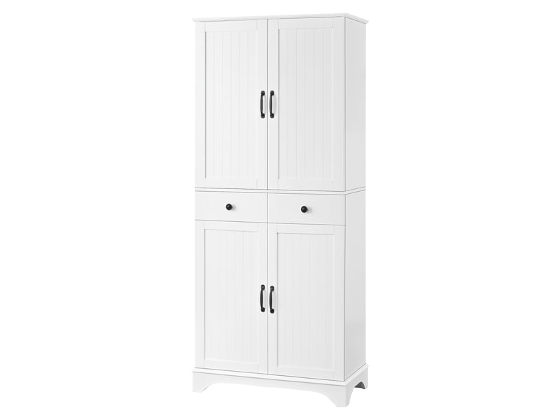  Meuble haut blanc à portes style frigo - étagères coulissantes et réglables - cuisinesalon  - Conforama A