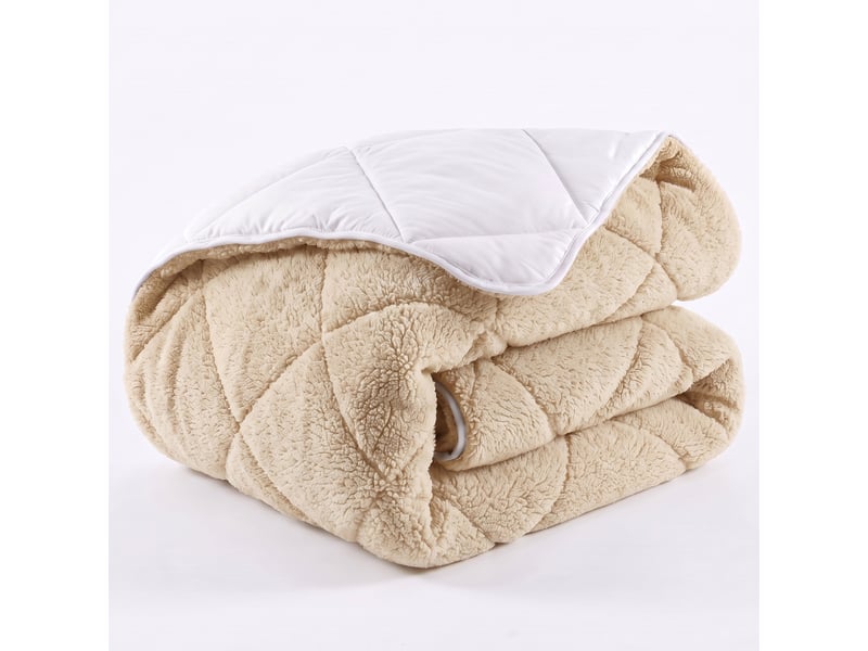  Casabel couette polaire hiver ultra chaude 600gm², réversible, douce et moelleuse, 2 personnes, 240x260cm, taupe  - Conforama A
