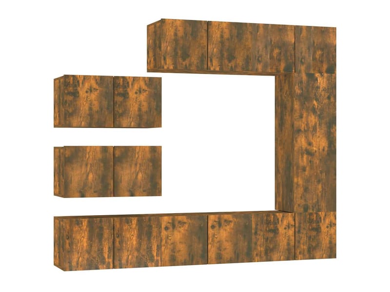  Ensemble de meubles tv - banc tv - meuble de rangement 8 pcs chêne fumé bois d'ingénierie  - Conforama A