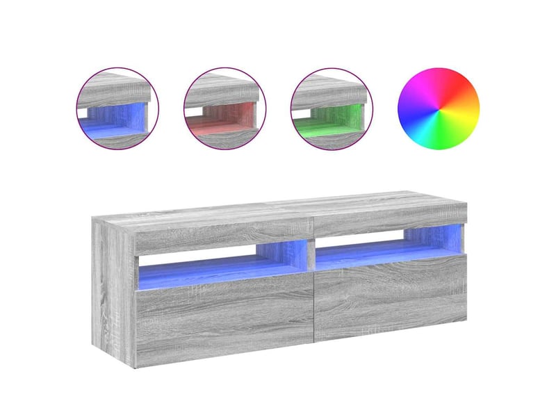  Meubles tv - banc tv - meuble de rangement 2 pcs avec lumières led sonoma gris 60x35x40 cm  - Conforama A
