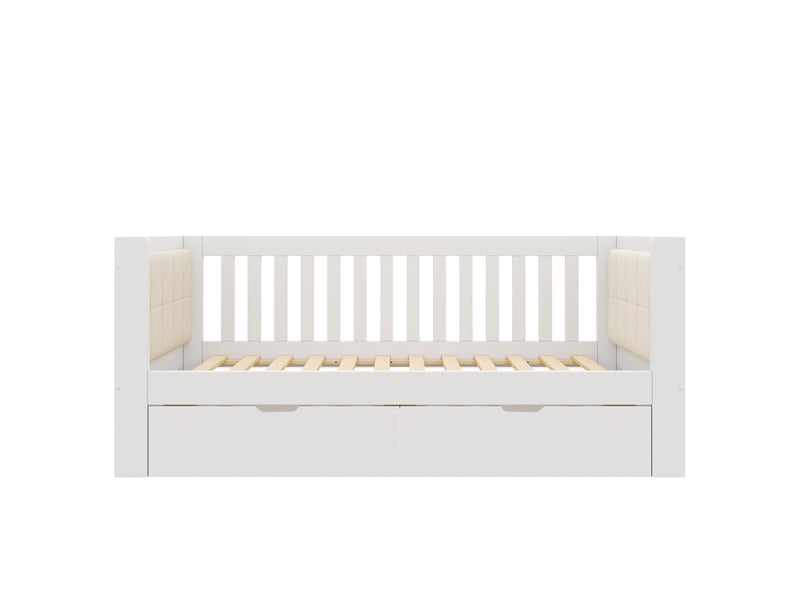 Lit avec rangement 90x190 cm avec 2 tiroirs et sommier à lattes inclus blanc - Conforama R