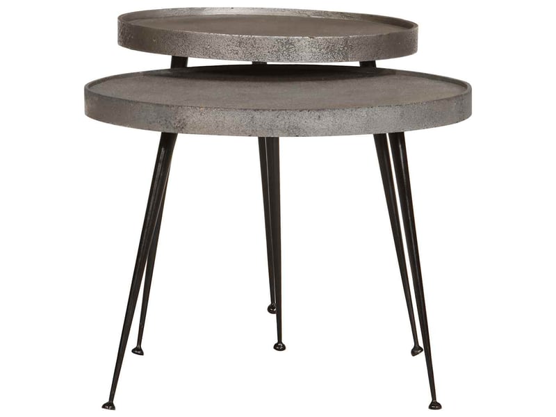  Table basse 2 pcs - table de salon - table à thé en bois composite argenté  - Conforama A