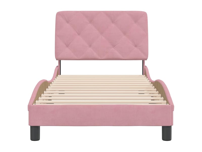  Lit simple- lit adulte -  cadre de lit sans matelas rose 80x200 cm velours  - Conforama D