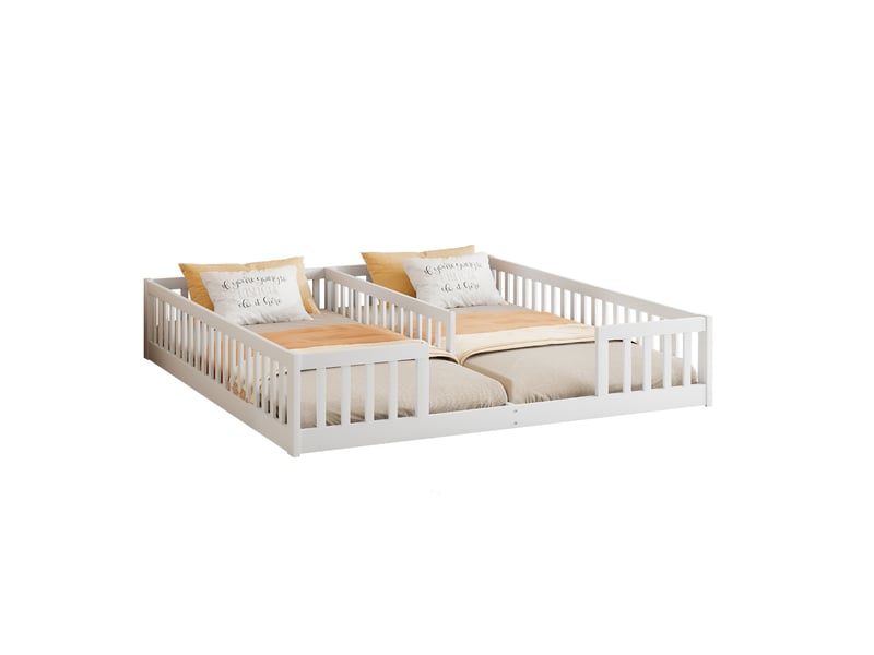  Lit enfant avec barrière de sécurité en pin blanc 90x200 cm  - Conforama A