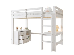 Lit mezzanine 90x200 cm <strong>MERAX</strong>  <strong>lit enfant blanc</strong> coloris blanc