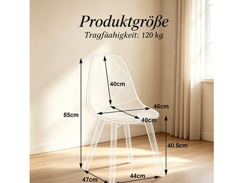  Lot de 8 chaises de salle à manger 46x40x85 cm modernes en bois et métal multicolore  - Conforama E