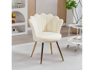 Fauteuil coquillage en velours pieds en métal 67x64x77 cm