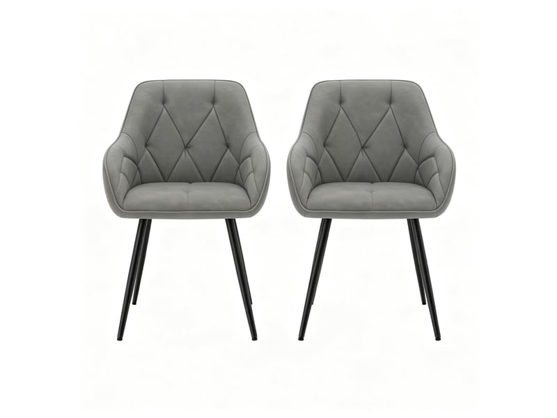  Chaise de salle à manger lot de 2 rembourrées avec accoudoirs et dossier ergonomique en similicuir gris foncé  - Conforama A