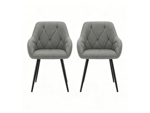 Chaise de salle à manger lot de 2 rembourrées avec accoudoirs et dossier ergonomique en similicuir gris foncé