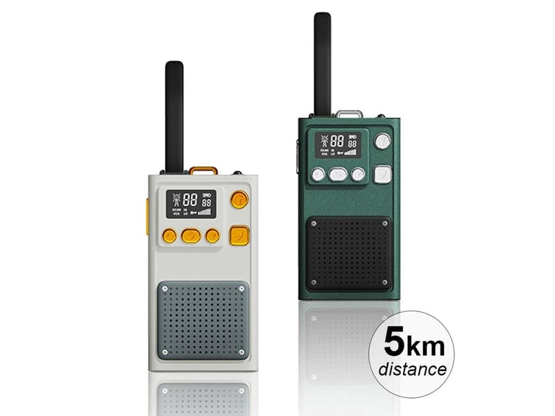  Talkie-walkies enfant - portée 5 km, vox, écran lcd, lampe torche - beige et vert - lot de 2 GTK394 - Conforama A