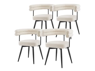 Ml-design lot de 4 chaises pivotantes beige en tissu teddy pieds en métal avec accoudoirs et dossier rotation 360° assise rembourrée ergonomique mobilier moderne pour salle à manger ou salon confort