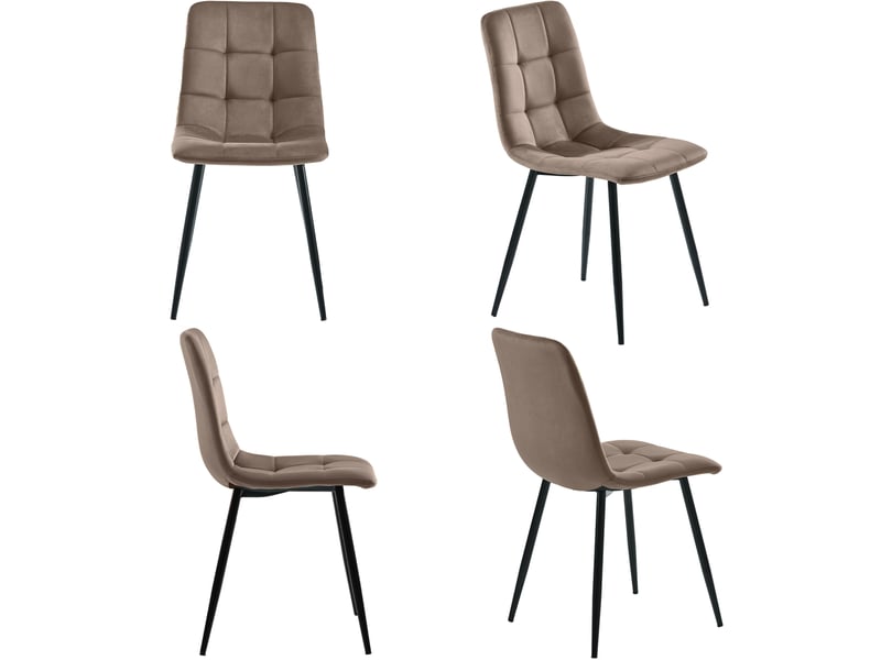  Lot de 2 chaises 44x46x86cm avec dossier, style luxueux décontracté, design moderne et minimaliste, velours, marron  - Conforama E