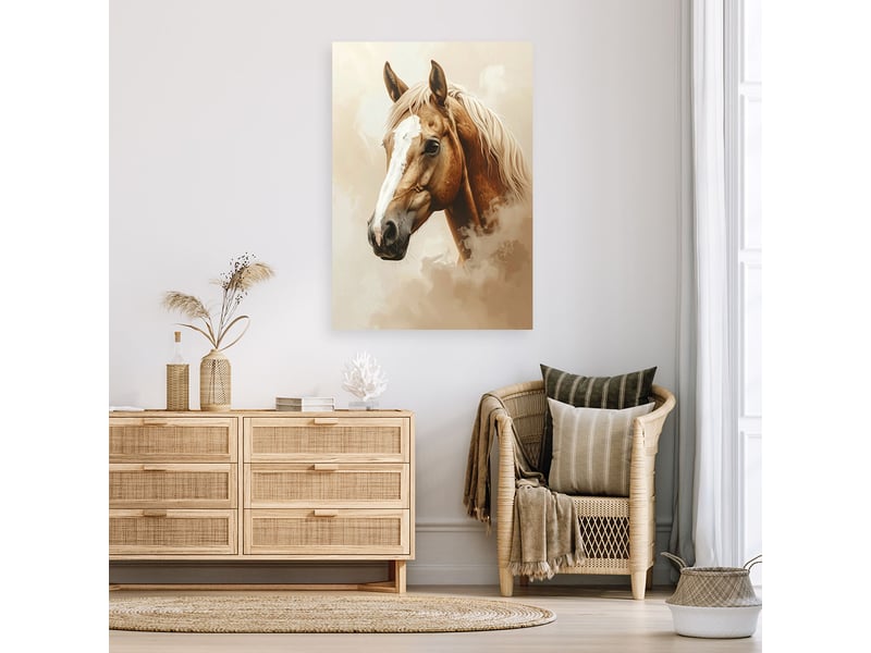 Toile imprimée, tête de cheval aux couleurs claires 20x30 1334478293 - Conforama B