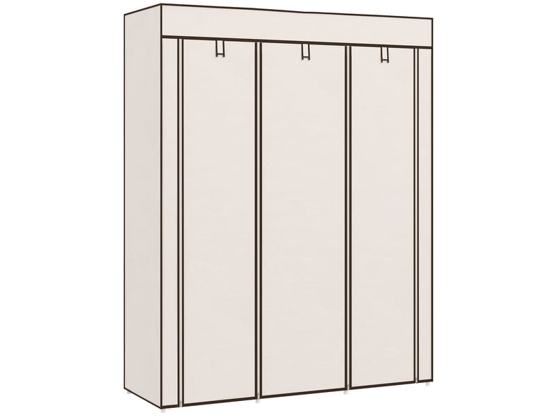  Armoire gain de place avec socle surélevé, 8 étagères et 2 tringles, en tissu non tissé et acier, couleur crème.  - Conforama B