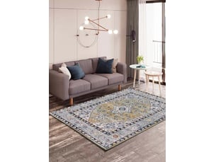Tapis atticgo mabel multicolore rectangulaire vintage - polypropylène face, jute dos