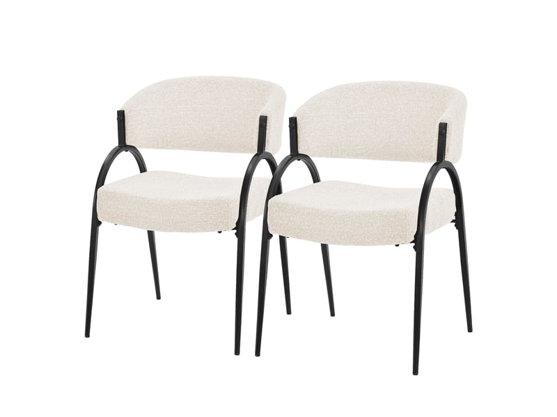  Ml-design lot de 2 chaises de salle à manger rembourrées en tissu bouclé, avec accoudoirs et dossier incurvée, cadre en acier, rembourrage confortable, pour salon cuisine bureau, 120 kg, beige ECD Germany GmbH - Conforama A