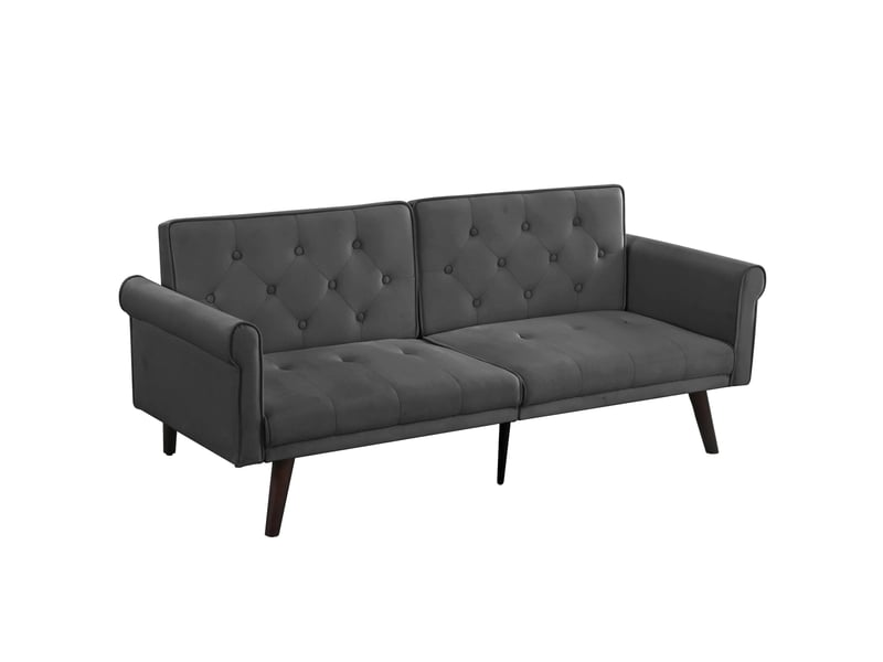  Canapé convertible modenvie 2 places velours gris dossiers réglables 172 x 89 cm  - Conforama A