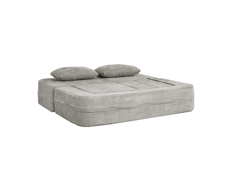  Canapé modulable 3 places convertible 199x194x39 cm en tissu gris clair  - Conforama D