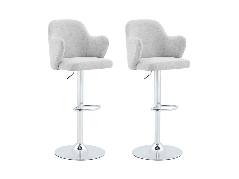  Tabouret de bar lot de 2 pivotant et réglable en hauteur avec accoudoirs, en tissu gris clair  - Conforama A