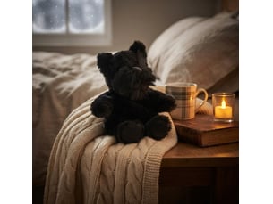 Bouillotte peluche chien anglais lavande et blé