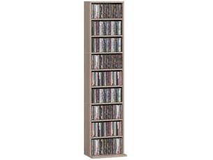 Étagère à cd à 6 niveaux réglables, capacité de 260 cd120 dvd, 33 x 24 x 140 cm, couleur bois