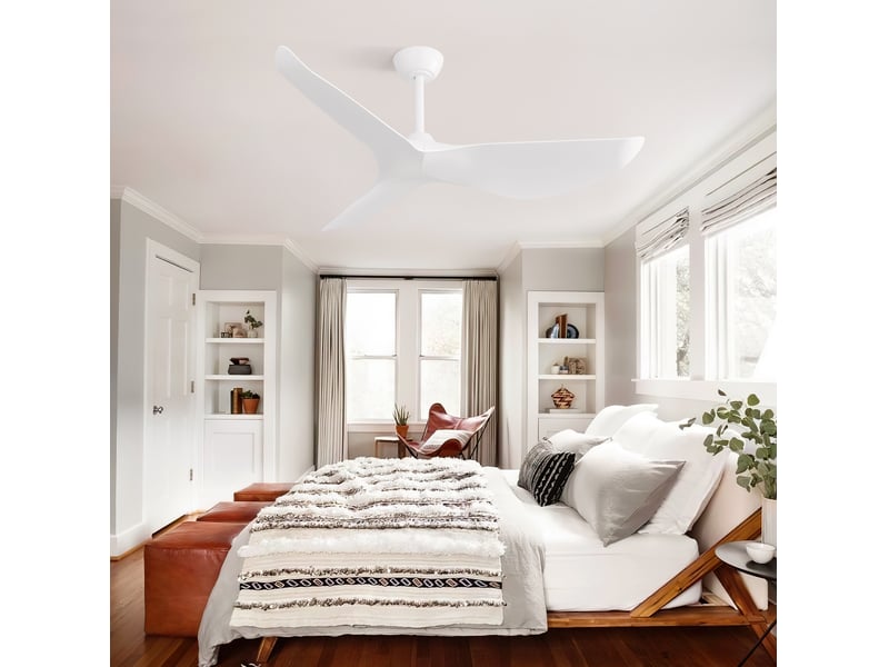  Ventilateur de plafond 96,5 cm – blanc mat – moteur dc réversible avec télécommande et 6 vitesses  - Conforama D