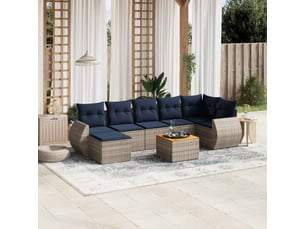 Vidaxl ensemble de canapé de jardin 8 pcs avec coussins gris résine tressée