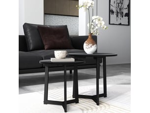Table basse rond(e) coloris noir <strong>MIVRAY </strong> <strong></strong> - 48 cmx40 cm