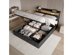 Lit coffre 160x200 cm SANS MARQUE coloris noir