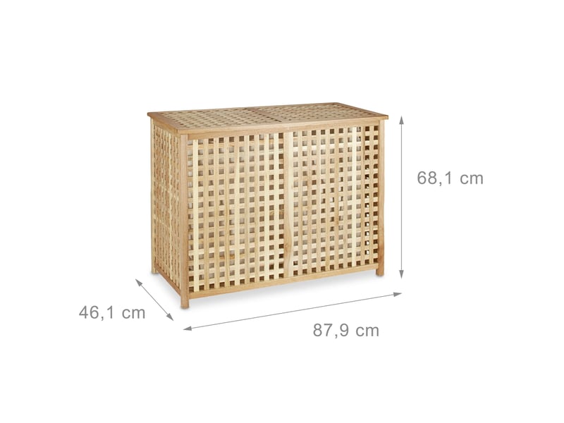  Panier à linge moderne avec 2 compartiments 60 x 40 x 30 cm stable et robuste en bois de noyer 13_0003288  - Conforama B