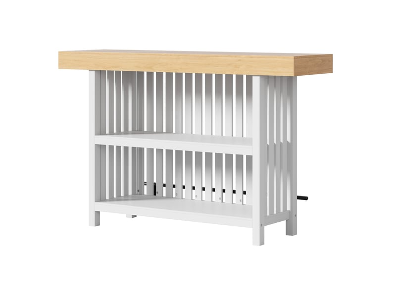 Table de bar avec repose-pieds et 2 étagères 160x40x105 cm en mdf blanc - Conforama E