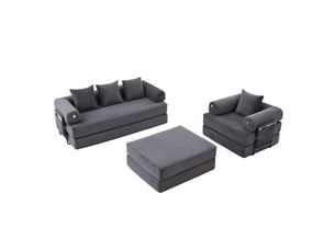 Canapé modulable modenvie 4 places velours côtelé gris foncé 200 x 190 x 67 cm