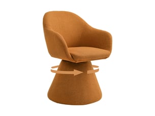 Chaise de salle à manger pivotante 360° design cocon – goeurvant, tissu effet lin, rembourré, orange